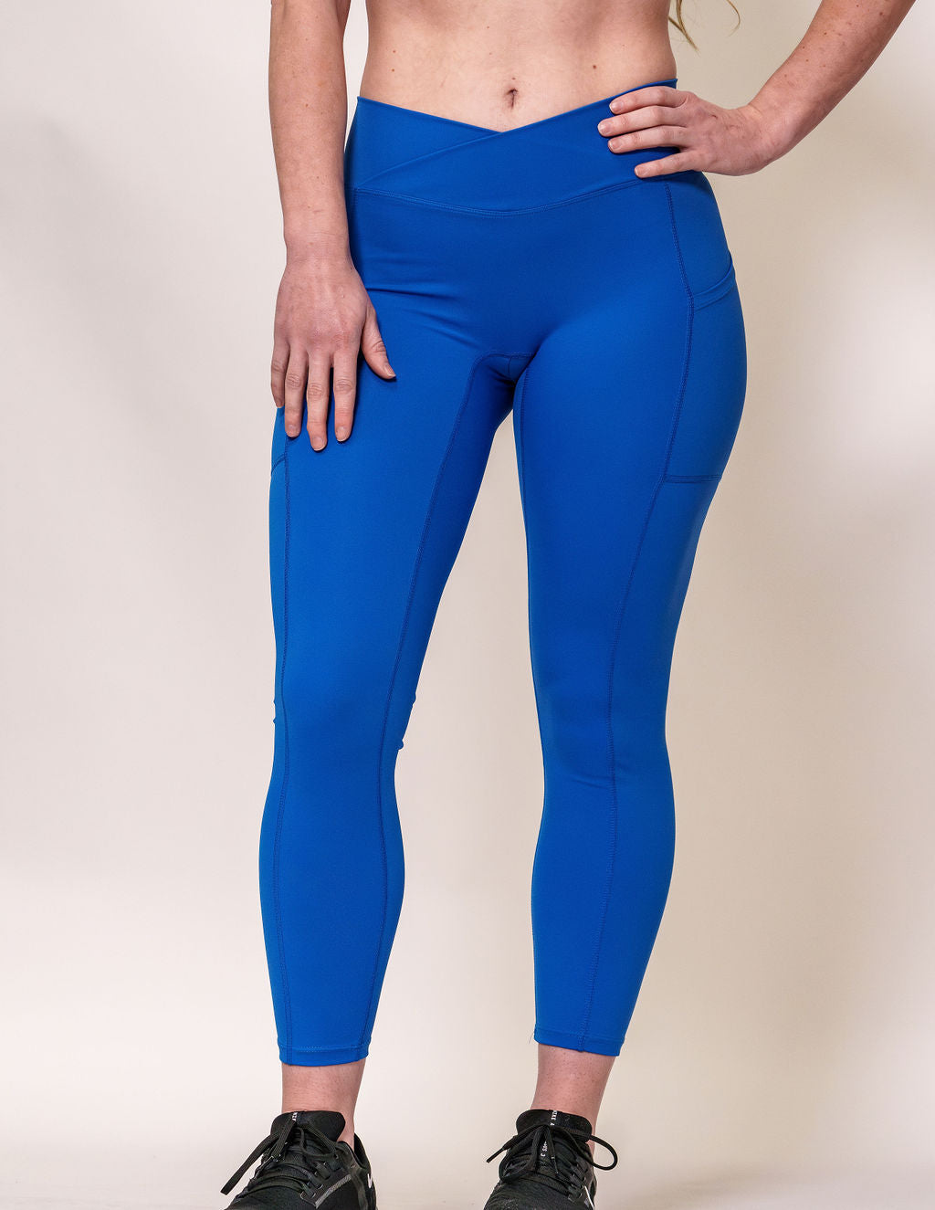 Blue Crossover Seamless Leggings